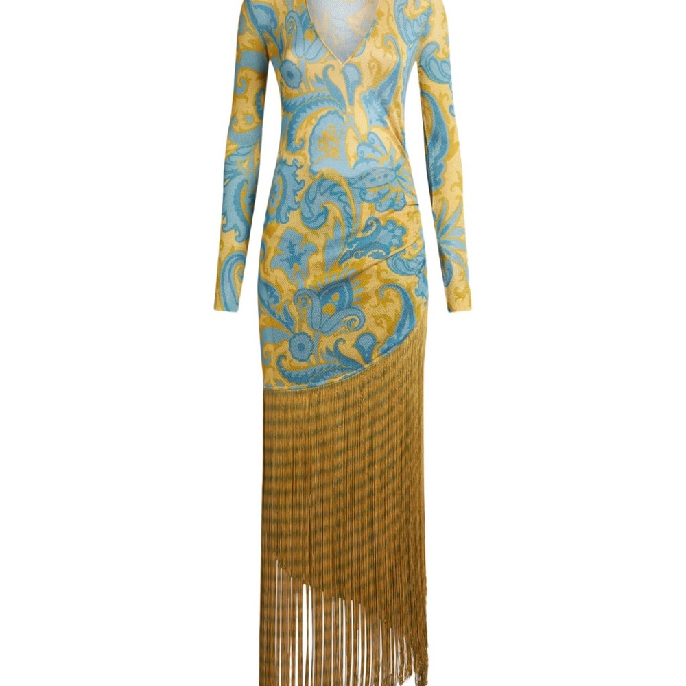 ETRO yellow & blue fringe maxi dress - sold out - 38 - Picture 5 of 13